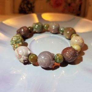 Ocean jasper bracelet hello kitty daruma